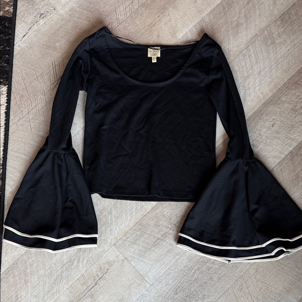 Ronny Kobo Black Bell Sleeve Blouse